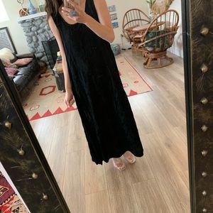 CP Shades black floral brocade rayon maxi dress